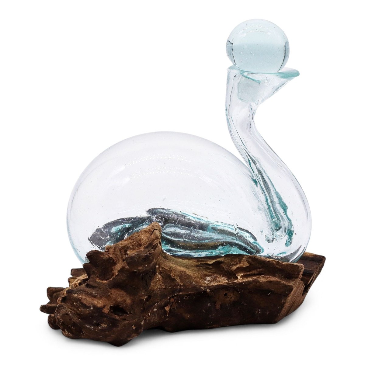 Molten Glass Duck Decanter on Wood with Stopper 19cmMolten Glass on WoodHeart Notes