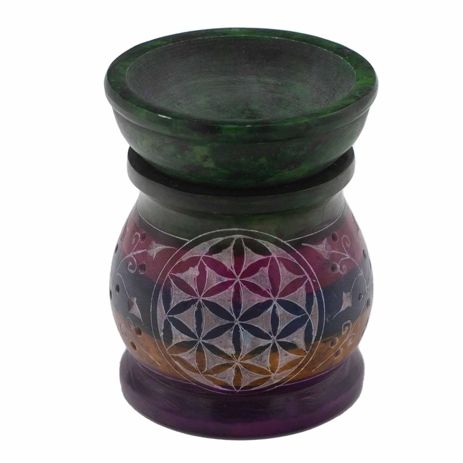 Soapstone Oil Burner 10cm - Flower of Life - Five ColoursSoapstone Oil BurnersHeart Notes