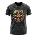 Nomad Sari Stonewashed Cotton T-Shirt - Compass of Life - Charcoal - Small