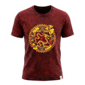 Nomad Sari Stonewashed Cotton T-Shirt - Dragon Mandala - Maroon - Medium