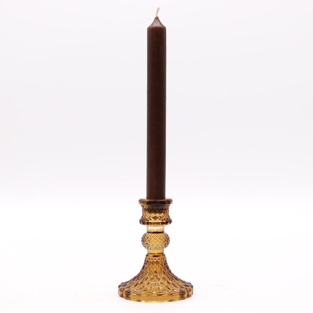 Vintage Dinner Candle Holder - Antique AmberGlass Candle Holders & JarsHeart Notes