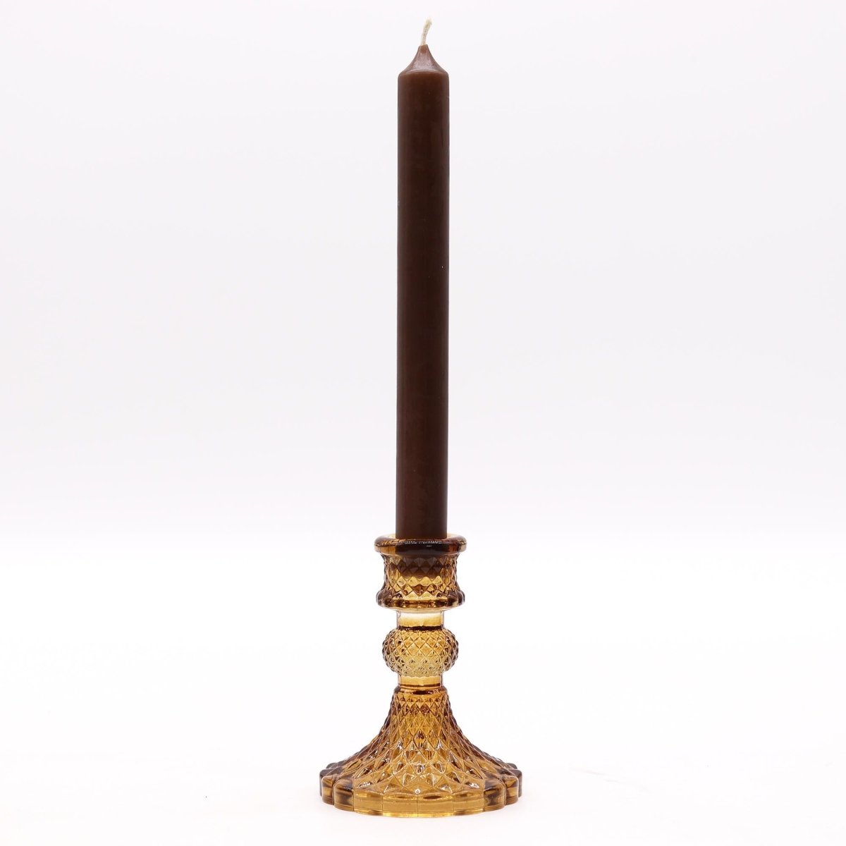 Vintage Dinner Candle Holder - Antique AmberGlass Candle Holders & JarsHeart Notes