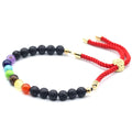 18K Gold Plated Gemstone Royal String Bracelet - Lava Stone ChakraGemstones String BraceletsHeart Notes