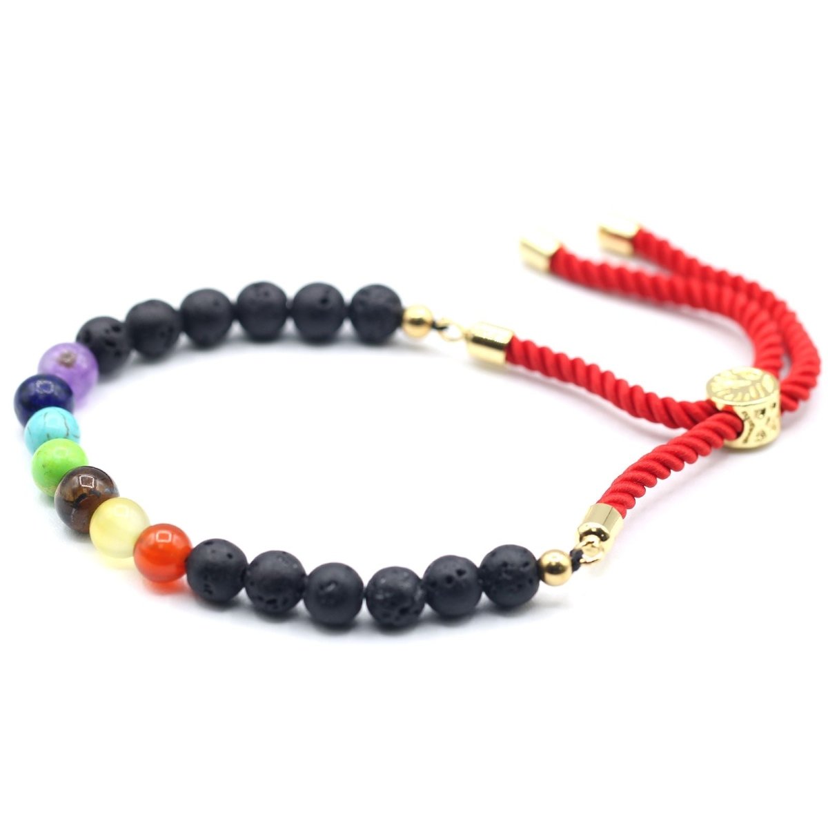 18K Gold Plated Gemstone Royal String Bracelet - Lava Stone ChakraGemstones String BraceletsHeart Notes