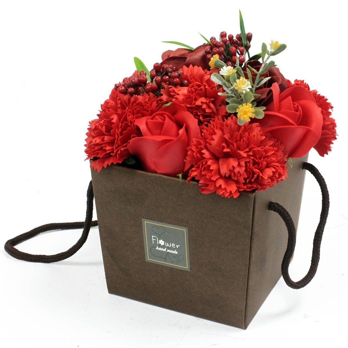 Soap Flower Bouquet - Red Rose & CarnationLuxury Soap FlowersHeart Notes