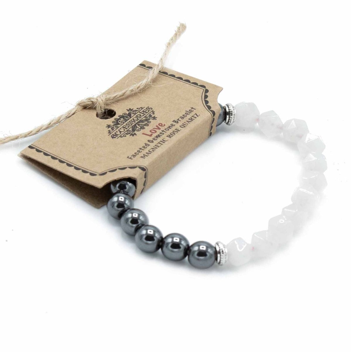 Faceted Gemstone Bracelet - Magnetic Rose QuartzFaceted Gemstone BraceletsHeart Notes