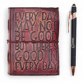 Fat Deckled Edge Leather Notebook – Every Day May Not Be Good (12.7 × 8.9 cm)Leather Notebooks – Vintage Style JournalsHeart Notes