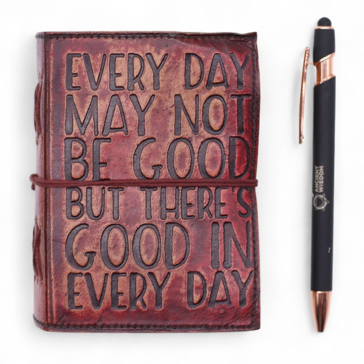 Fat Deckled Edge Leather Notebook – Every Day May Not Be Good (12.7 × 8.9 cm)Leather Notebooks – Vintage Style JournalsHeart Notes