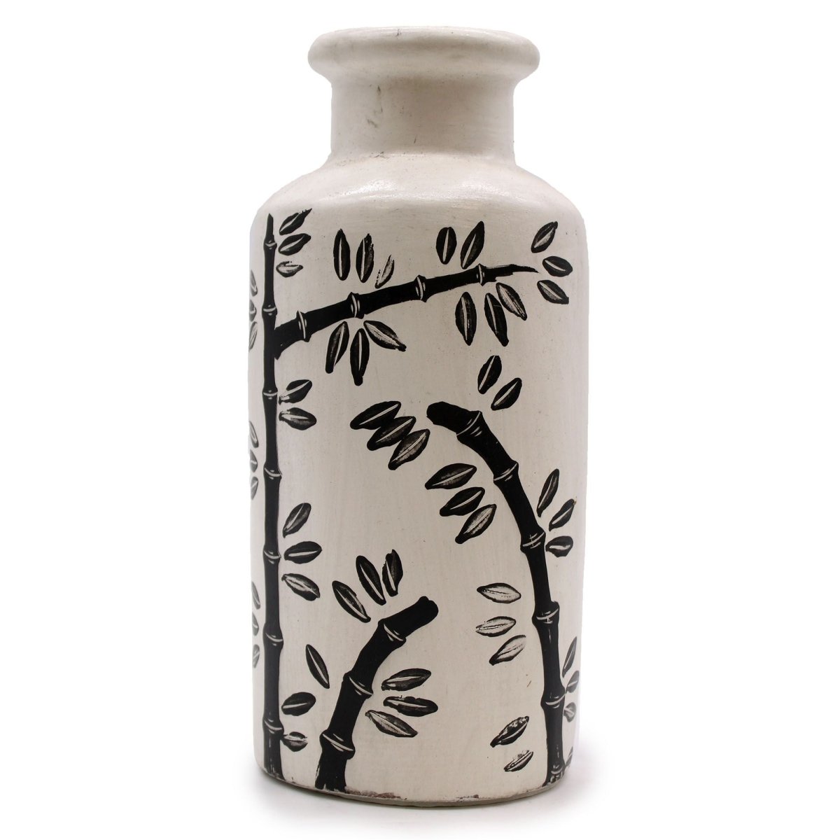 Bamboo Motif Straight Vase - NaturalBalinese Ceramic VasesHeart Notes