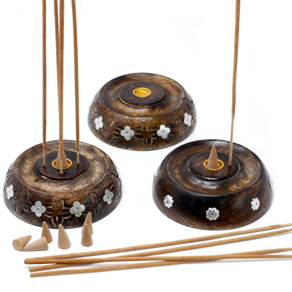 Cone & Stick Burner - Asst Design - Mango WoodIncense HoldersHeart Notes