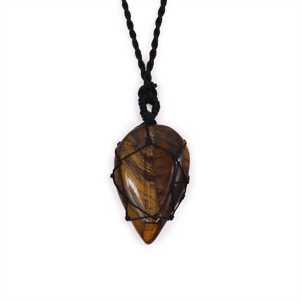 Laced Gemstone Teardrop Pendant - TigereyeLaced Gemstone PendantsHeart Notes