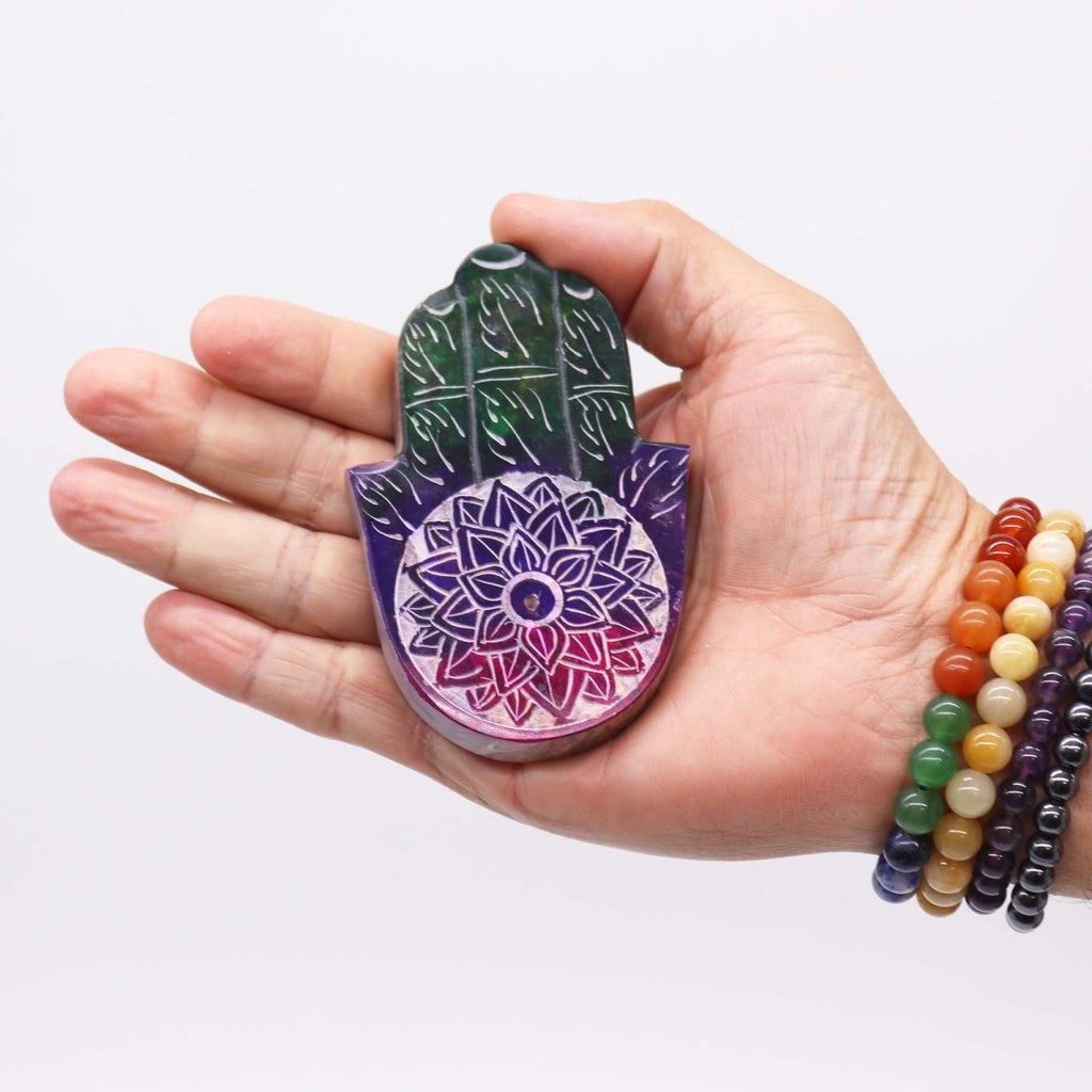 Soapstone Hamsa Incense Holder - Lotus FlowerSoapstone Incense HoldersHeart Notes