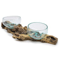 Molton Glass on XLarge Double Stand - 70cmMolten Glass on WoodHeart Notes