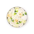 Round Box - Wedding Blessings - White & IvorySoap Flower Gift BoxesHeart Notes