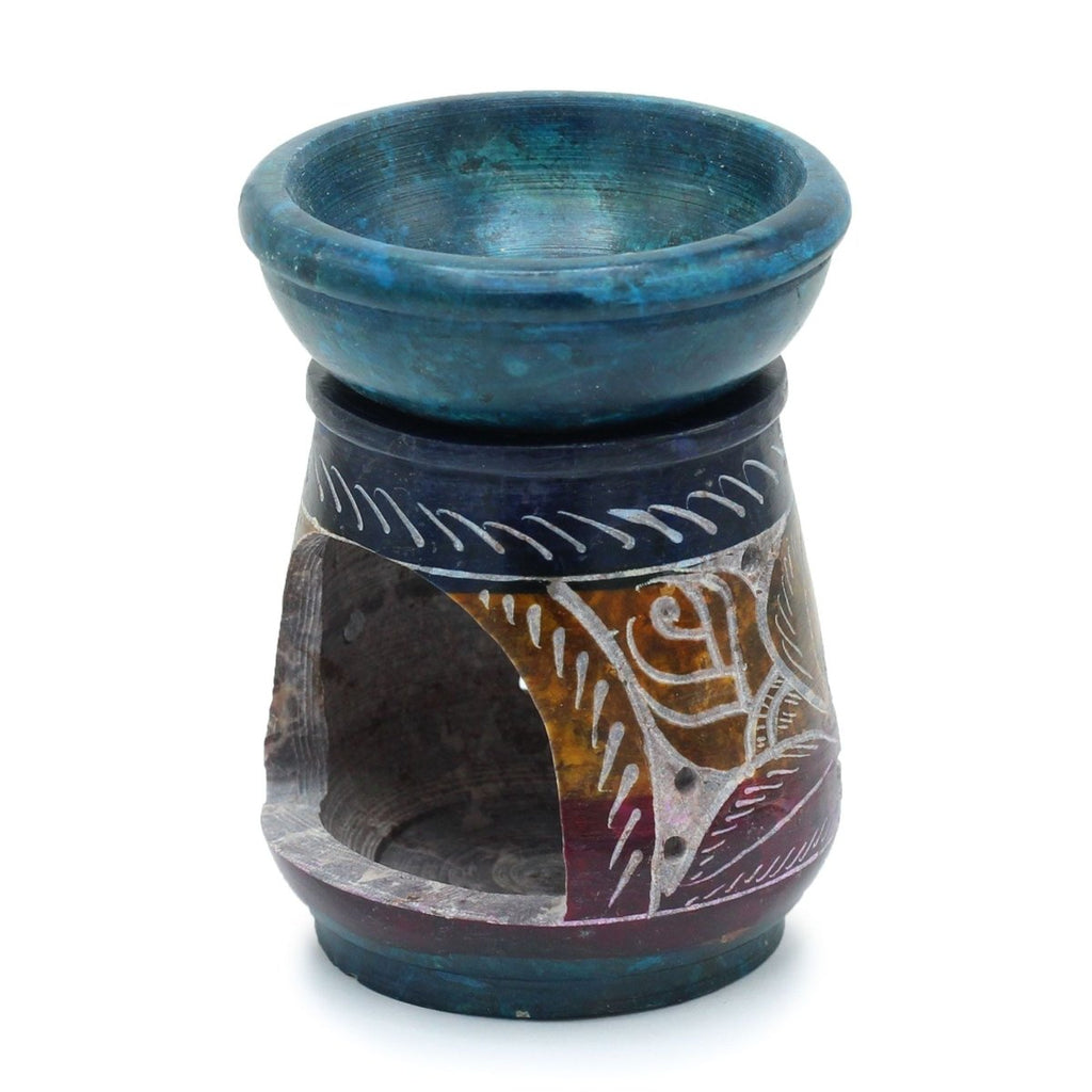 Small Coloured Soapstone Oil Burner 8cm - FlowerSoapstone Oil BurnersHeart Notes