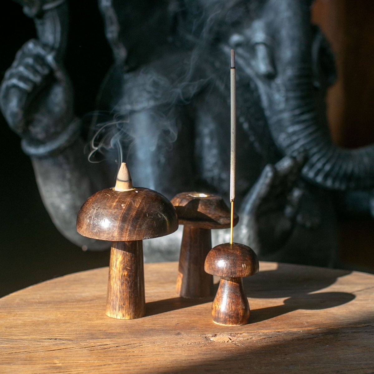 Set of 3 Mini Incense Mushrooms (8cm 7cm 6.5cm)Incense HoldersHeart Notes