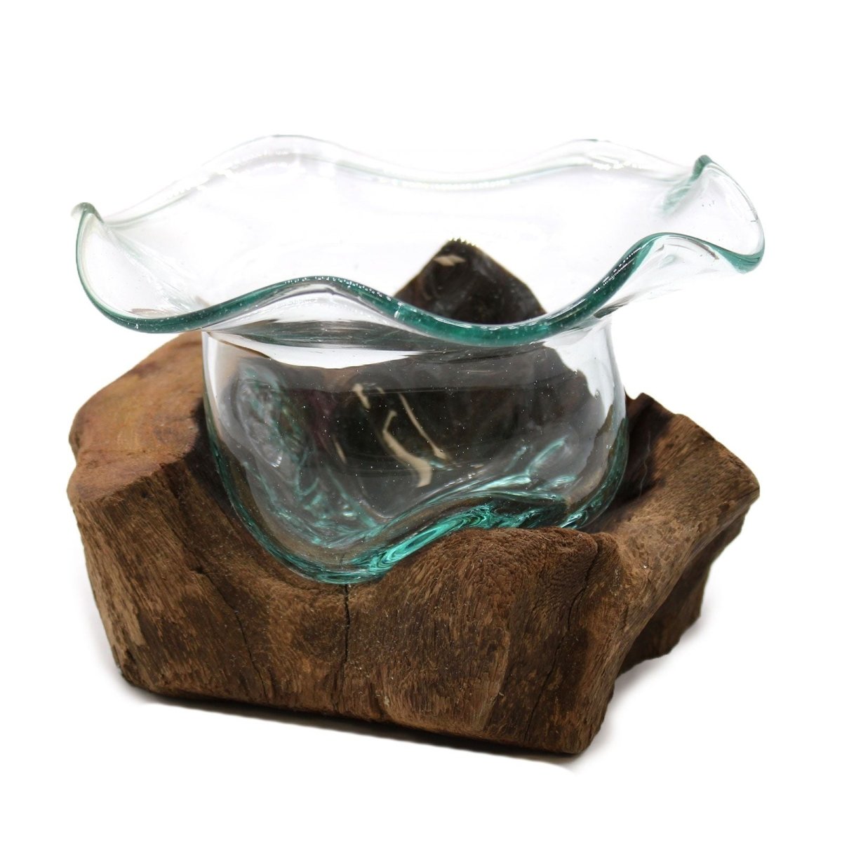 Molton Glass Fancy Sweet Bowl on WoodMolten Glass on WoodHeart Notes