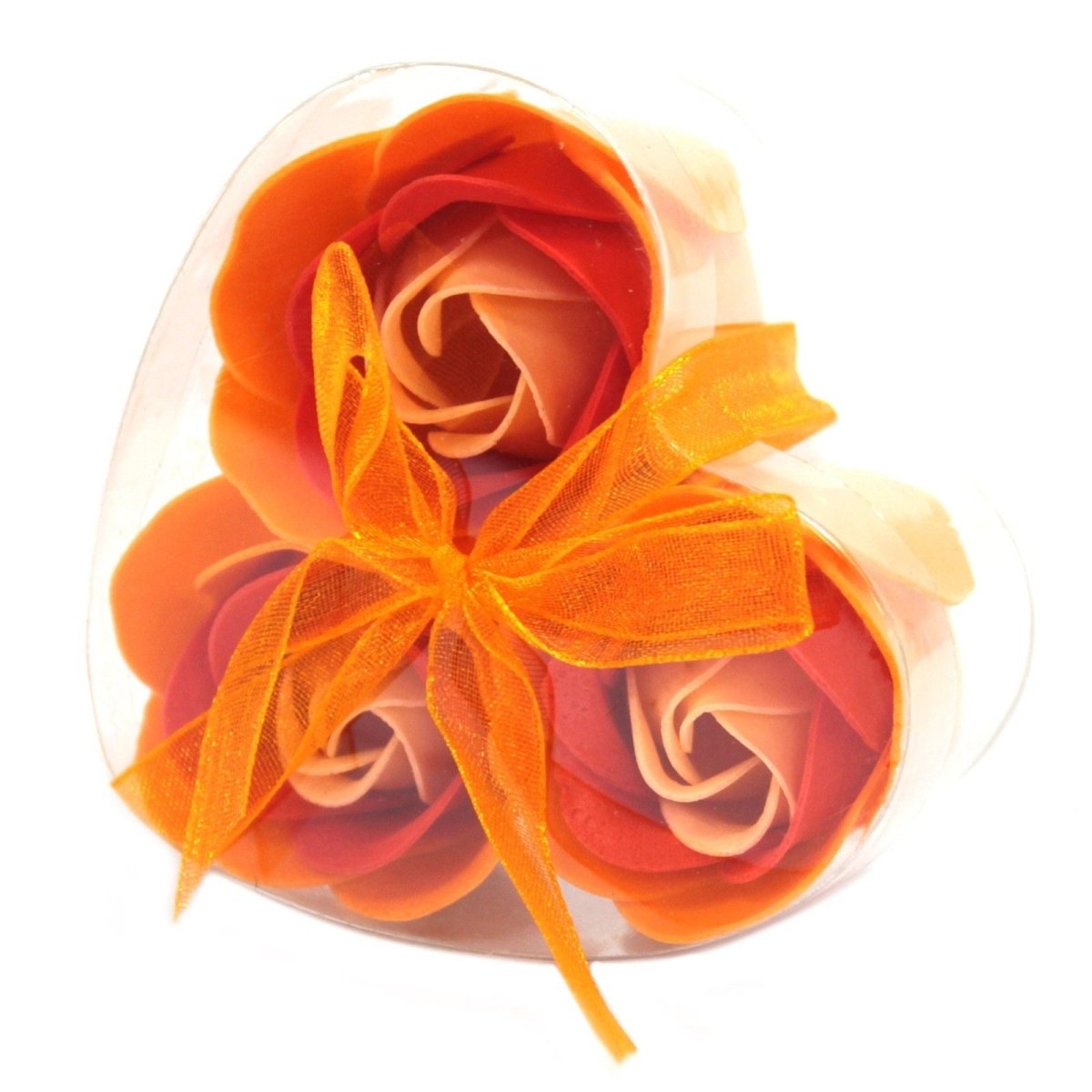 Set of 3 Soap Flower Heart Box - Peach RosesLuxury Soap FlowersHeart Notes