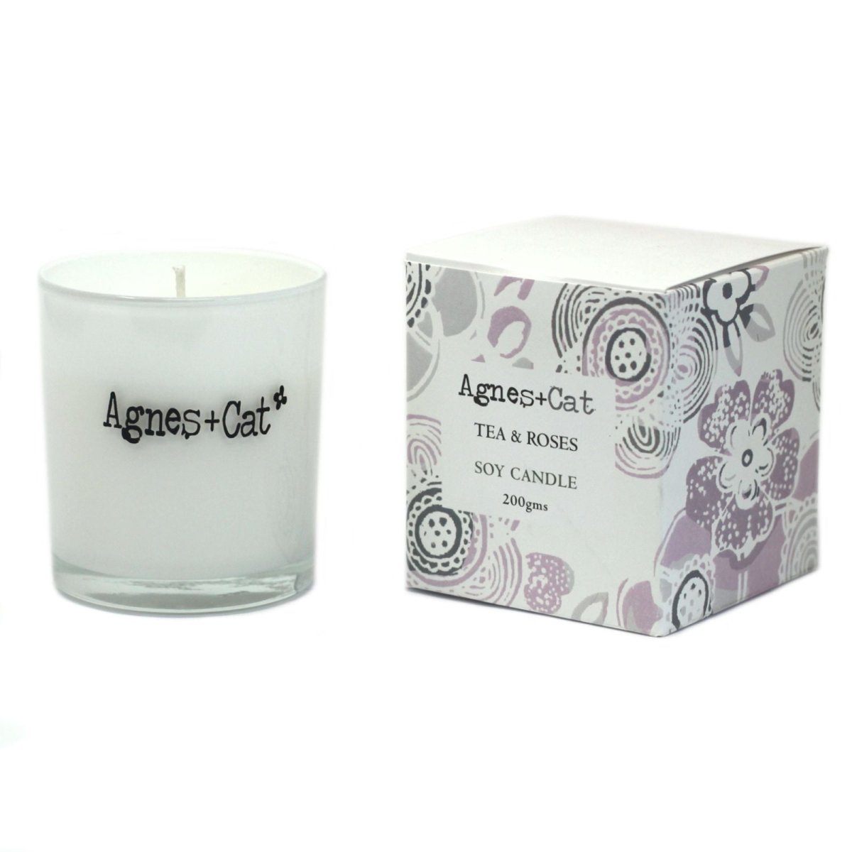 Agnes + Cat Votive Candle - Tea and RosesAgnes + Cat Soy Wax Votive Candles 200gHeart Notes