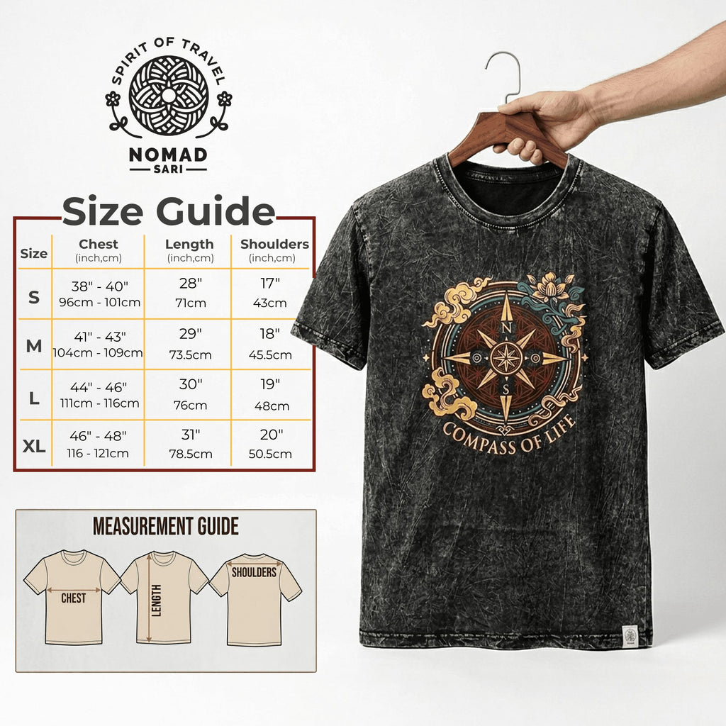 Nomad Sari Stonewashed Cotton T-Shirt - Sun & Zodiac - Brown - XL