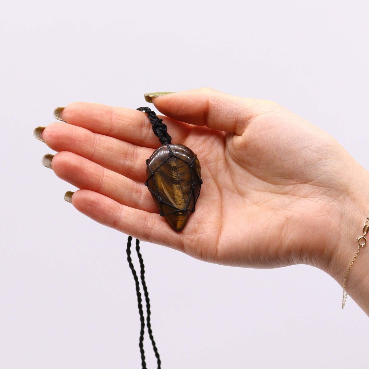 Laced Gemstone Teardrop Pendant - TigereyeLaced Gemstone PendantsHeart Notes