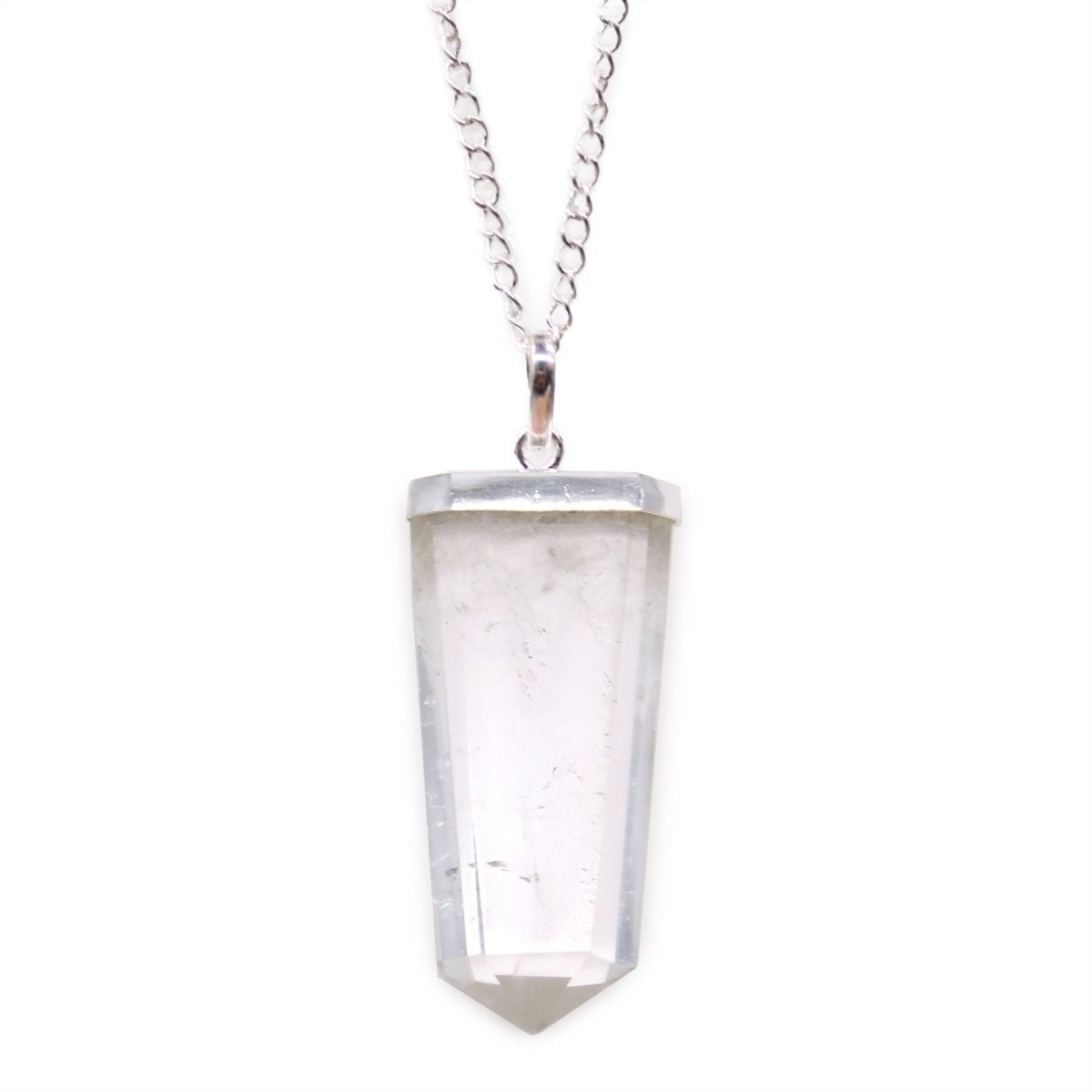 Gemstone Flat Pencil Pendant - Rock QuartzGemstone Pendant JewelleryHeart Notes