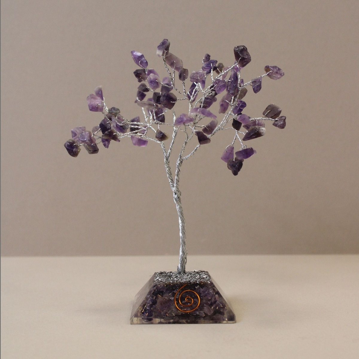 Gemstone Tree with Organite Base - 80 Stone - AmethystGemstone Tree with Orgonite BaseHeart Notes