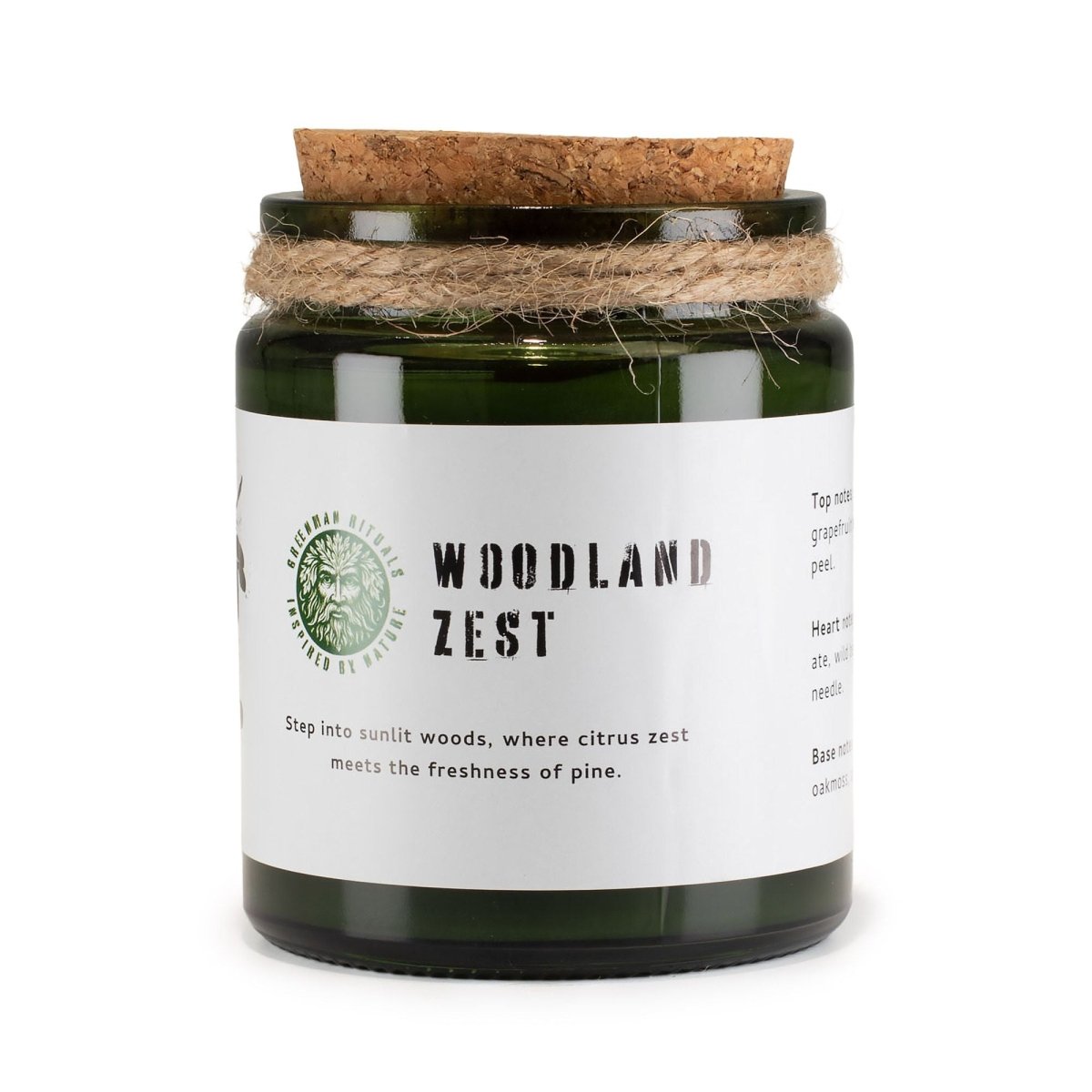 Greenman Woodwick Soy Candle - Woodland ZestGreenman Rituals Woodwick Soy CandlesHeart Notes