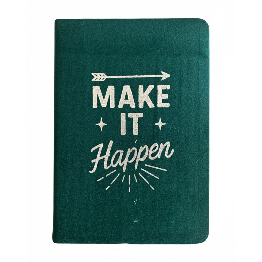 Dark Green Velvet Notebook - 80 pages - Make It HappenWellness & Gratitude NotebooksHeart Notes