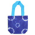 Natural Tye - Dye Cotton Bag (8oz) - 38x42x12cm - Blue Rings - Blue HandleNatural Tie Dye Cotton BagsHeart Notes
