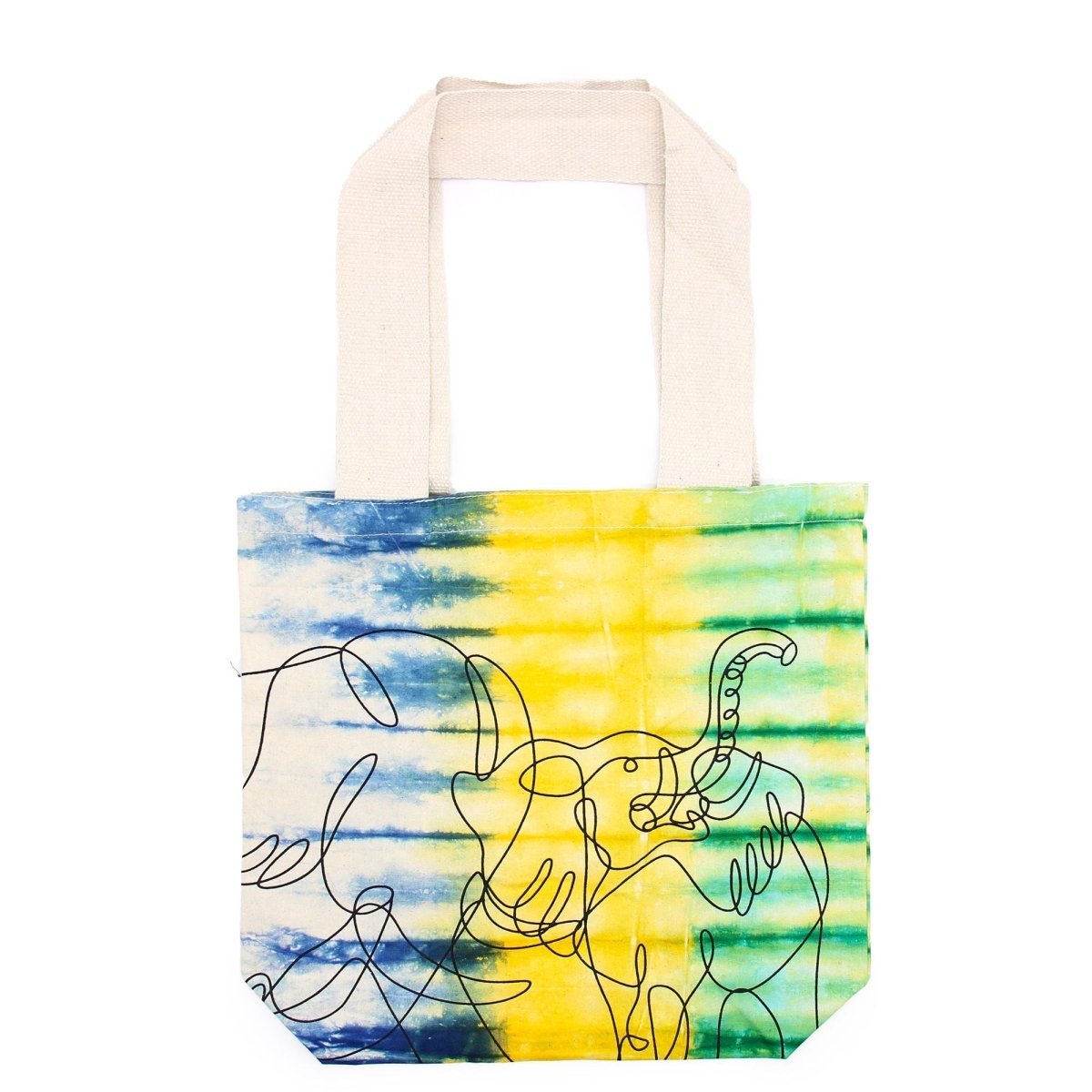 Tye - Dye Cotton Bag (6oz) - 38x42x12cm - Elephants - Multi - Natural HandleTie - Dye Cotton BagsHeart Notes
