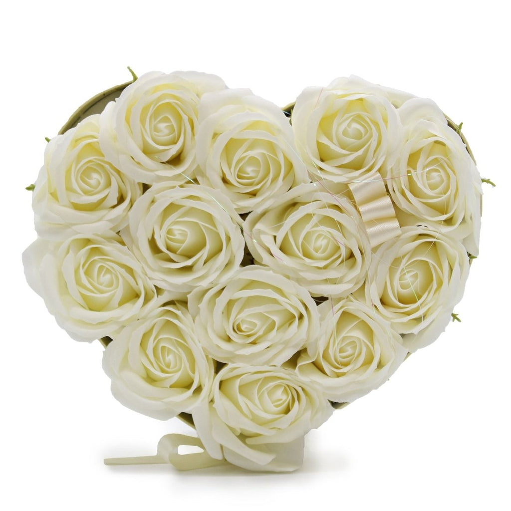 Soap Flower Gift Bouquet - 13 Cream Roses - HeartGift Soap Flower BouquetsHeart Notes