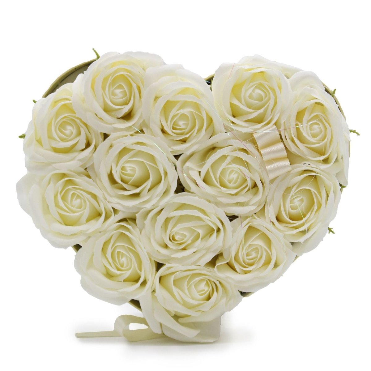 Soap Flower Gift Bouquet - 13 Cream Roses - HeartGift Soap Flower BouquetsHeart Notes