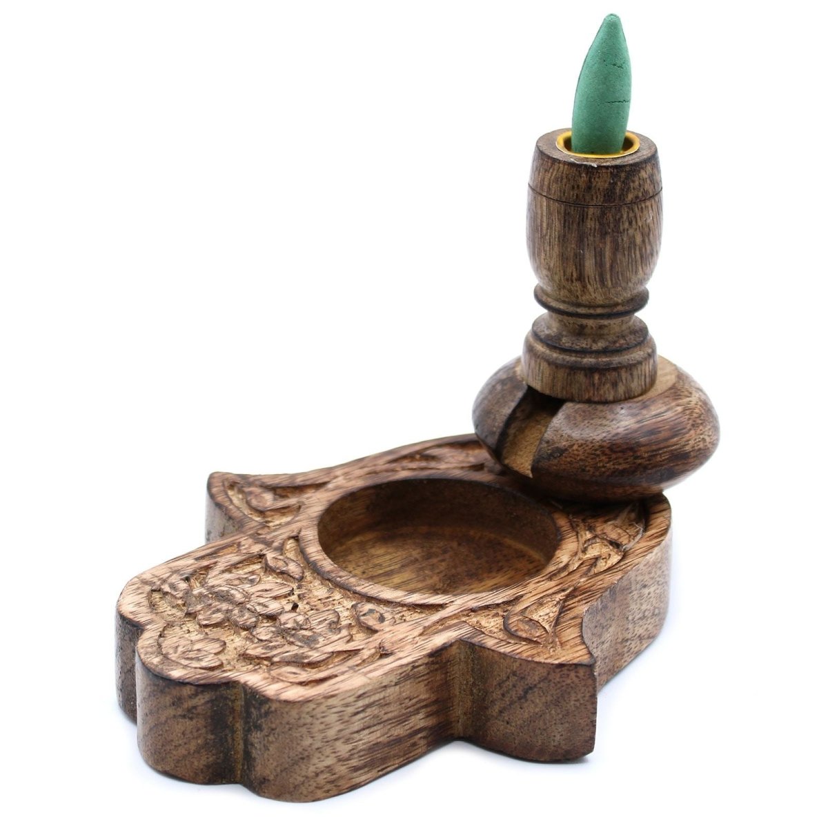 Sm Mango Wood Backflow Burner - HamsaMango Wood Backflow BurnerHeart Notes