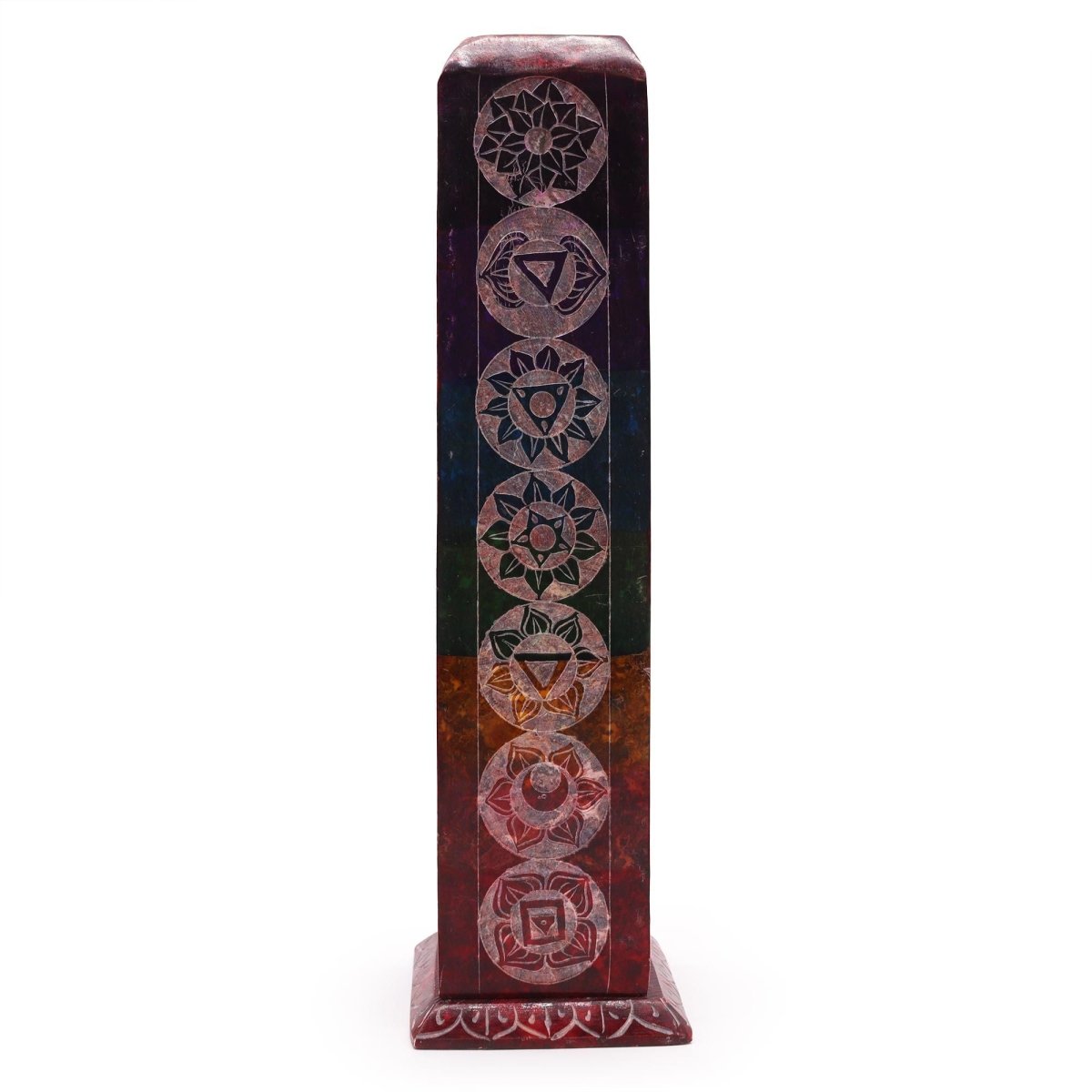 Soapstone Square Tower Incense Holder - 7 ChakrasSoapstone Incense HoldersHeart Notes