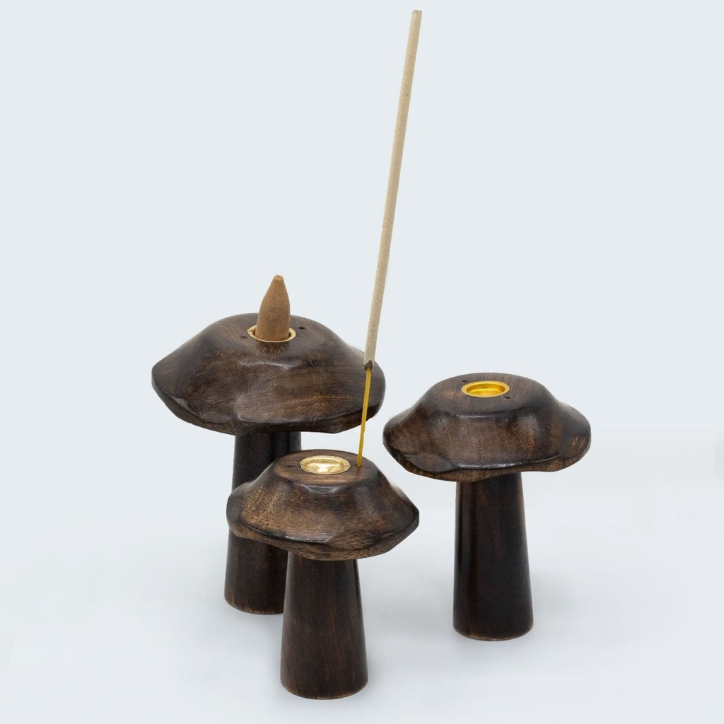 Set of 3 Flat Incense Cone Mushrooms (13cm 12cm 11cm)Incense HoldersHeart Notes