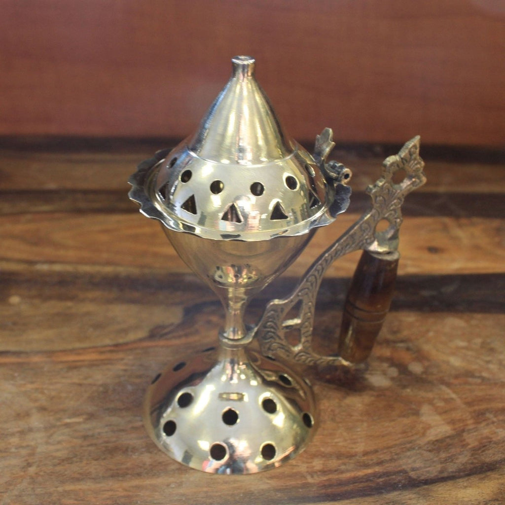 Large Cone Burner with HandleTraditional Brass Incense BurnersHeart Notes