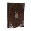 Hefty Brown Tan Leather Journal – Zinc Triple Moon Decor – 200 Deckle - Edge Pages – 26x18cmLeather Notebooks – Vintage Style JournalsHeart Notes