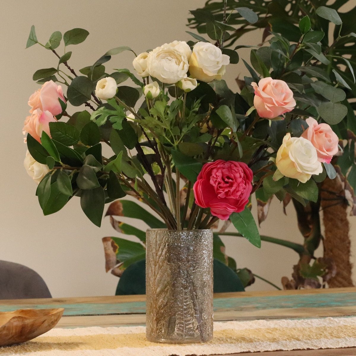 Natural Floral Glass - Tall Vase Candle Holder - Pino - (19x11cm)Natural Floral Glass Candle HoldersHeart Notes