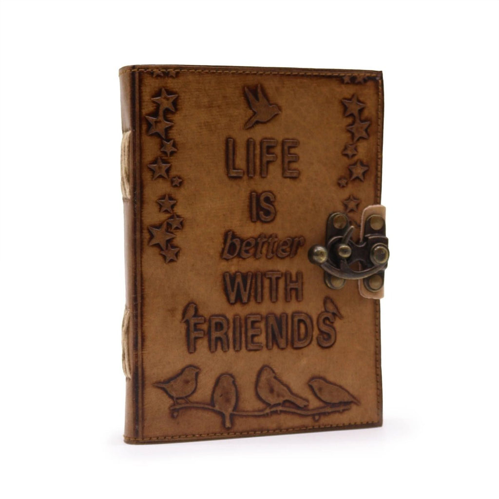 Leather Journal – Plain Paper – Life is Better with FriendsLeather Notebooks – Vintage Style JournalsHeart Notes