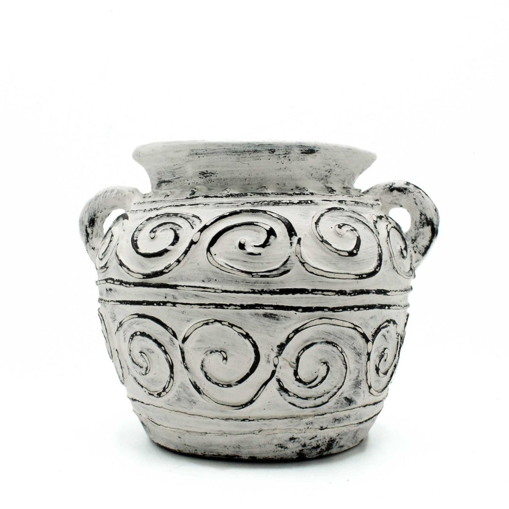Greek Clay Plant Pot With Handles - Cream 15cmBalinese Ceramic VasesHeart Notes
