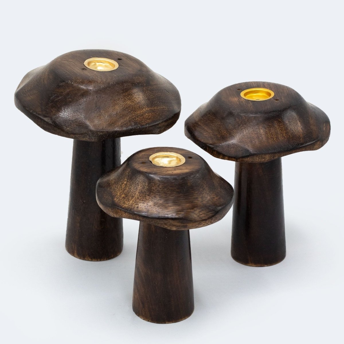 Set of 3 Flat Incense Cone Mushrooms (13cm 12cm 11cm)Incense HoldersHeart Notes