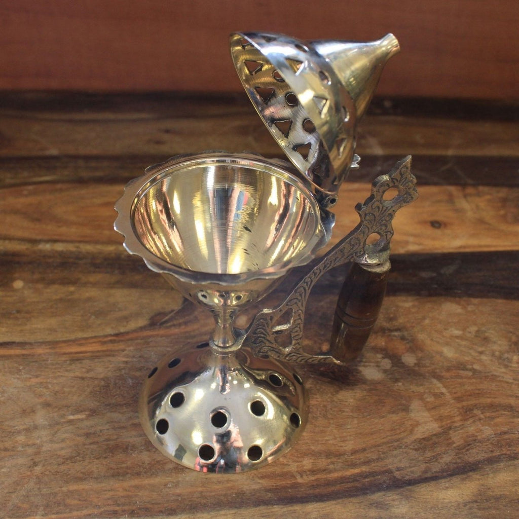 Large Cone Burner with HandleTraditional Brass Incense BurnersHeart Notes