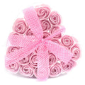 Set of 24 Soap Flower Heart Box - Pink RosesLuxury Soap FlowersHeart Notes