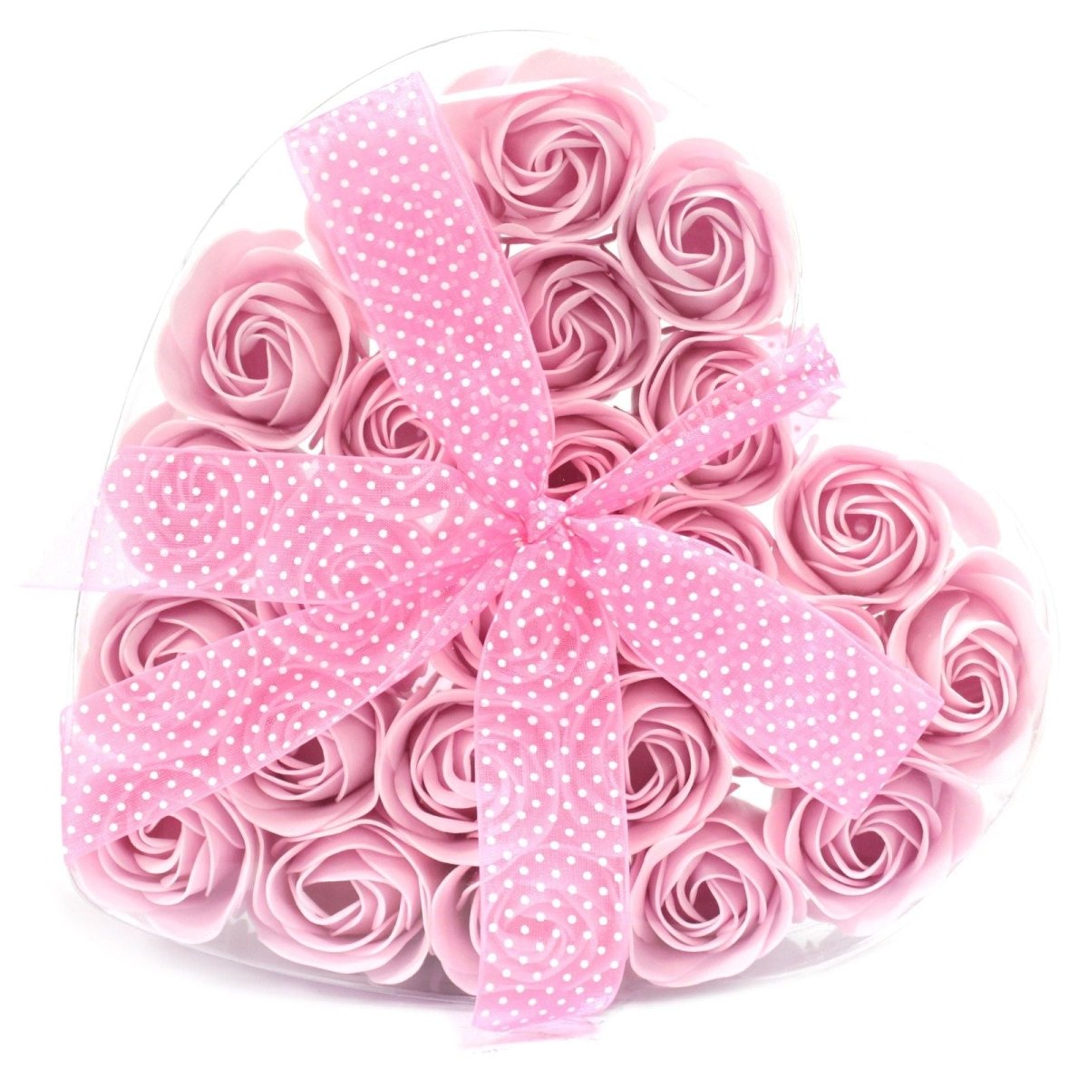 Set of 24 Soap Flower Heart Box - Pink RosesLuxury Soap FlowersHeart Notes