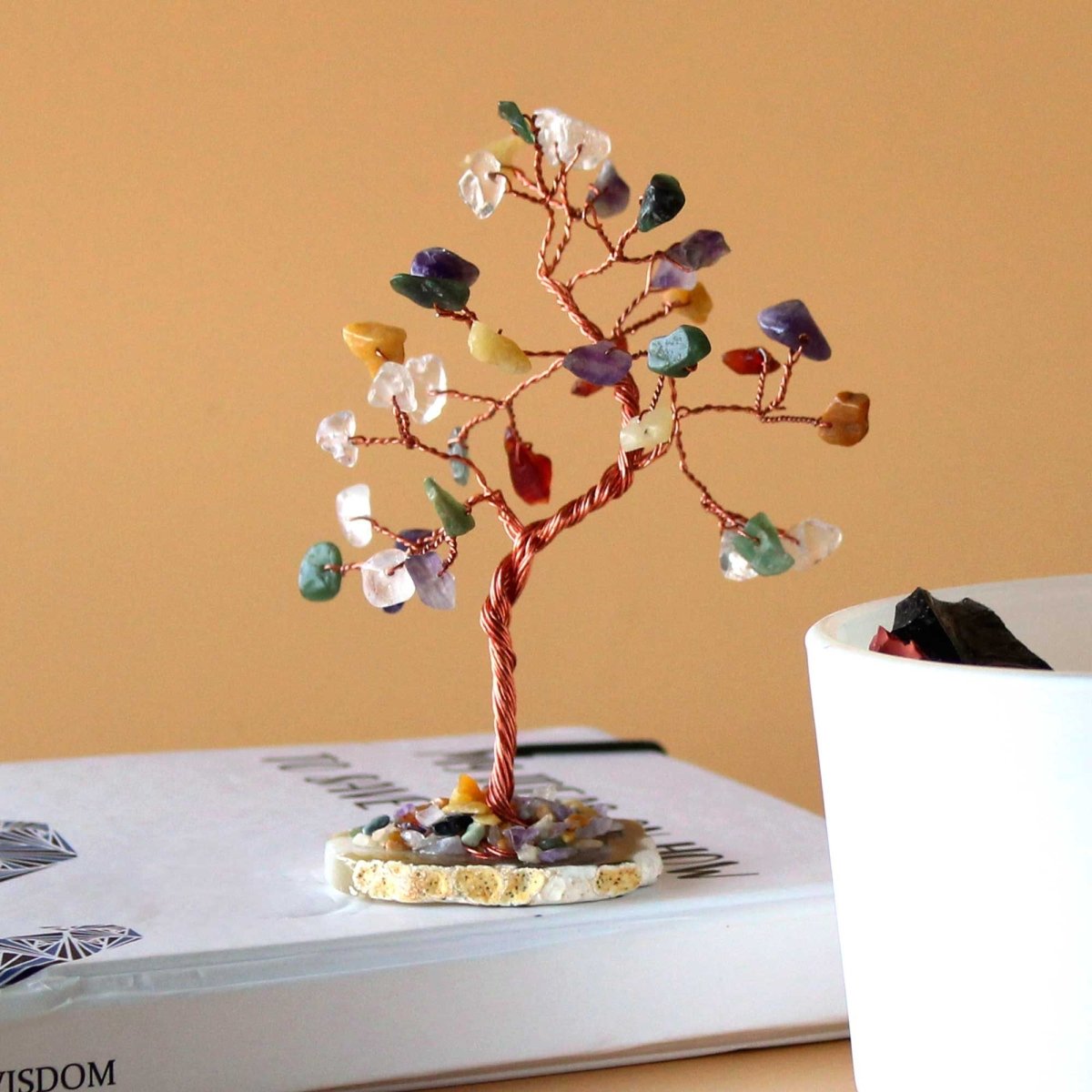 Gemstone Tree - Multi Stones on Natural Agate Base (35 stones)Gemstone Wishing TreesHeart Notes