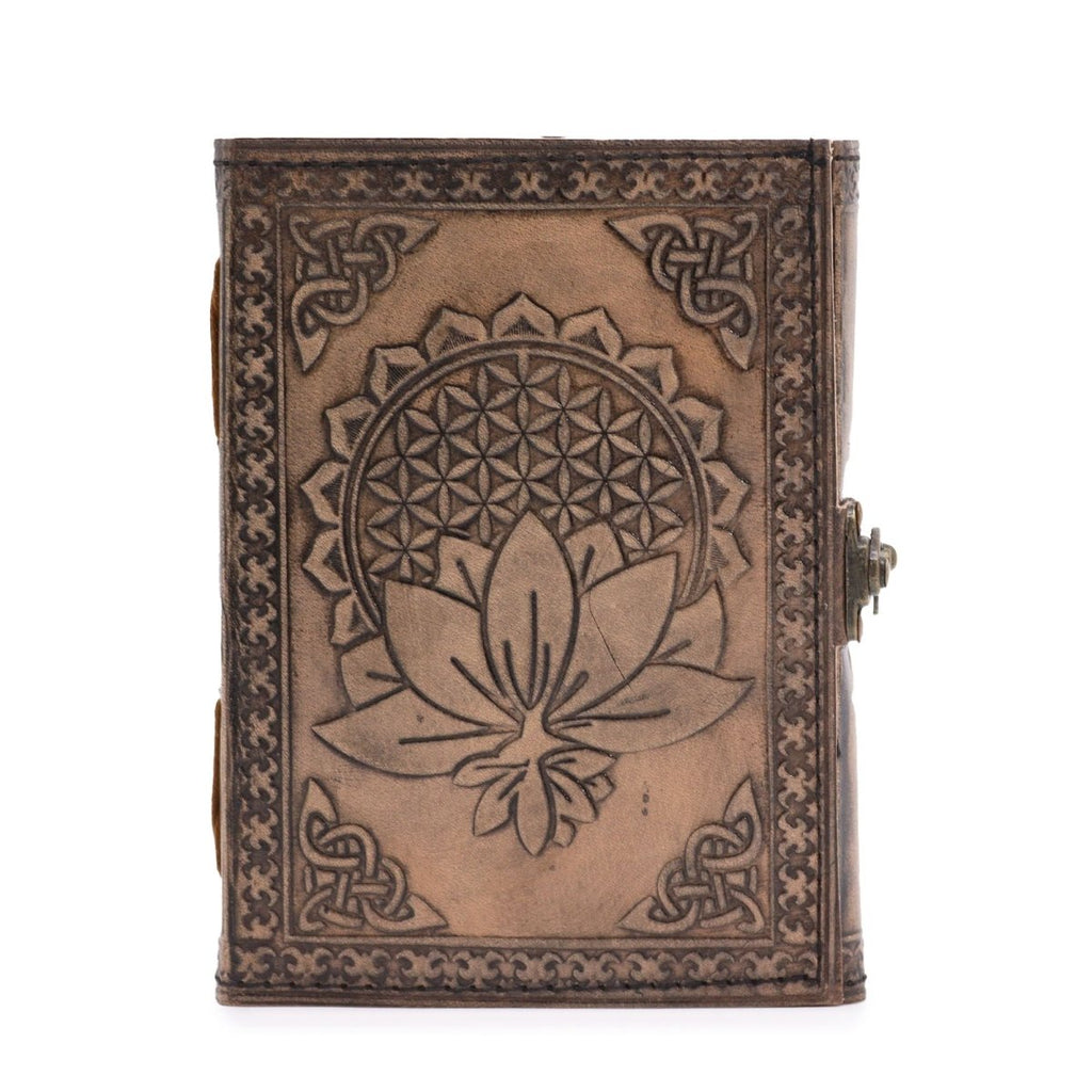 Lotus Mandala – Esoteric Notebook – Antique Grey – 200 pages – 17.5x12.5x3cmLeather Notebooks – Vintage Style JournalsHeart Notes