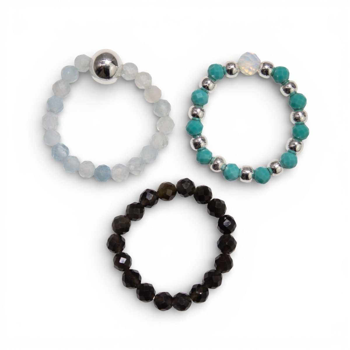 Nymph Spirit Gemstone Ring Set - Endless OceanNymph Nature Inspired Gemstone Ring SetsHeart Notes