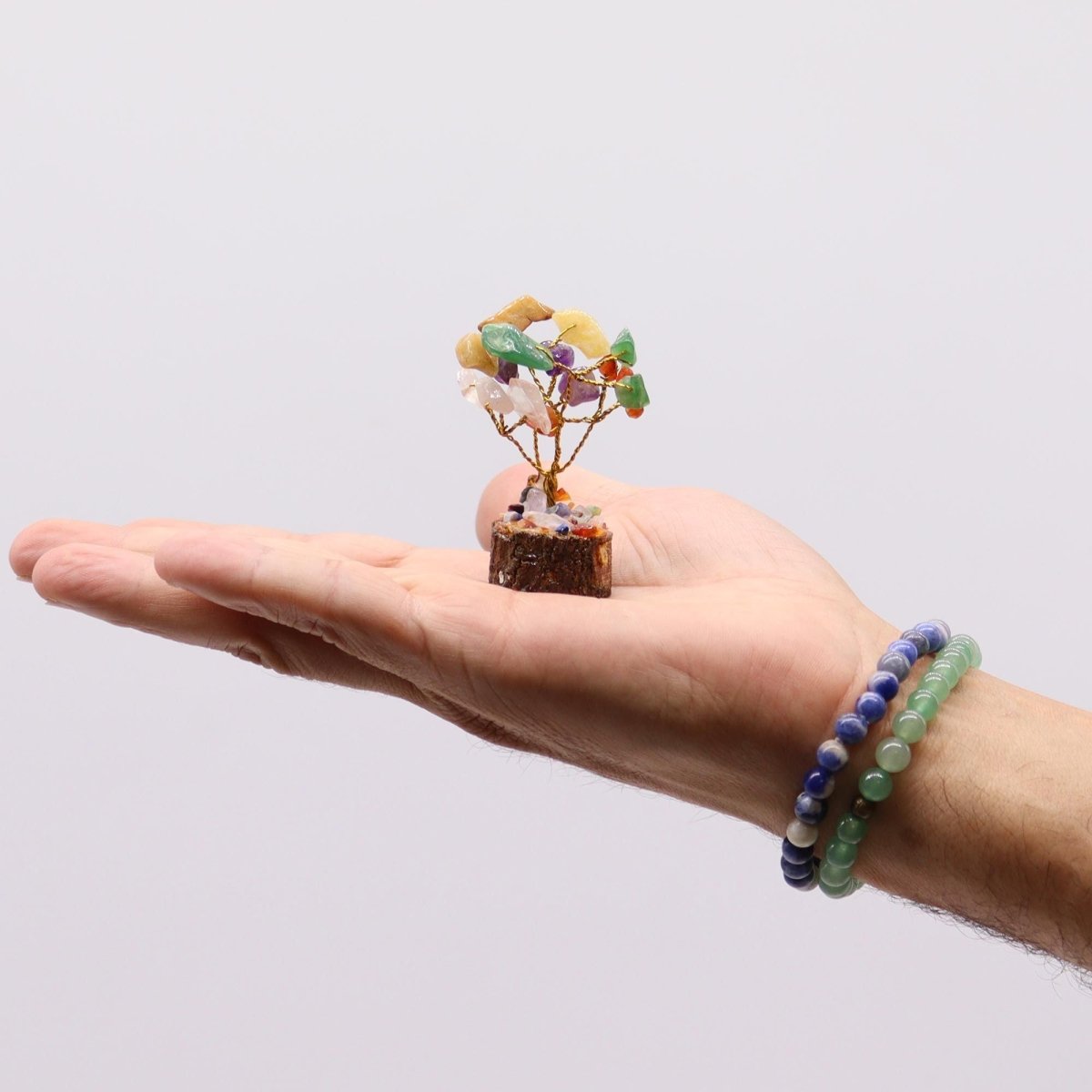 Mini Gemstone Tree On Wood Base - Multi Stones (15 stones)Mini Gemstone TreesHeart Notes
