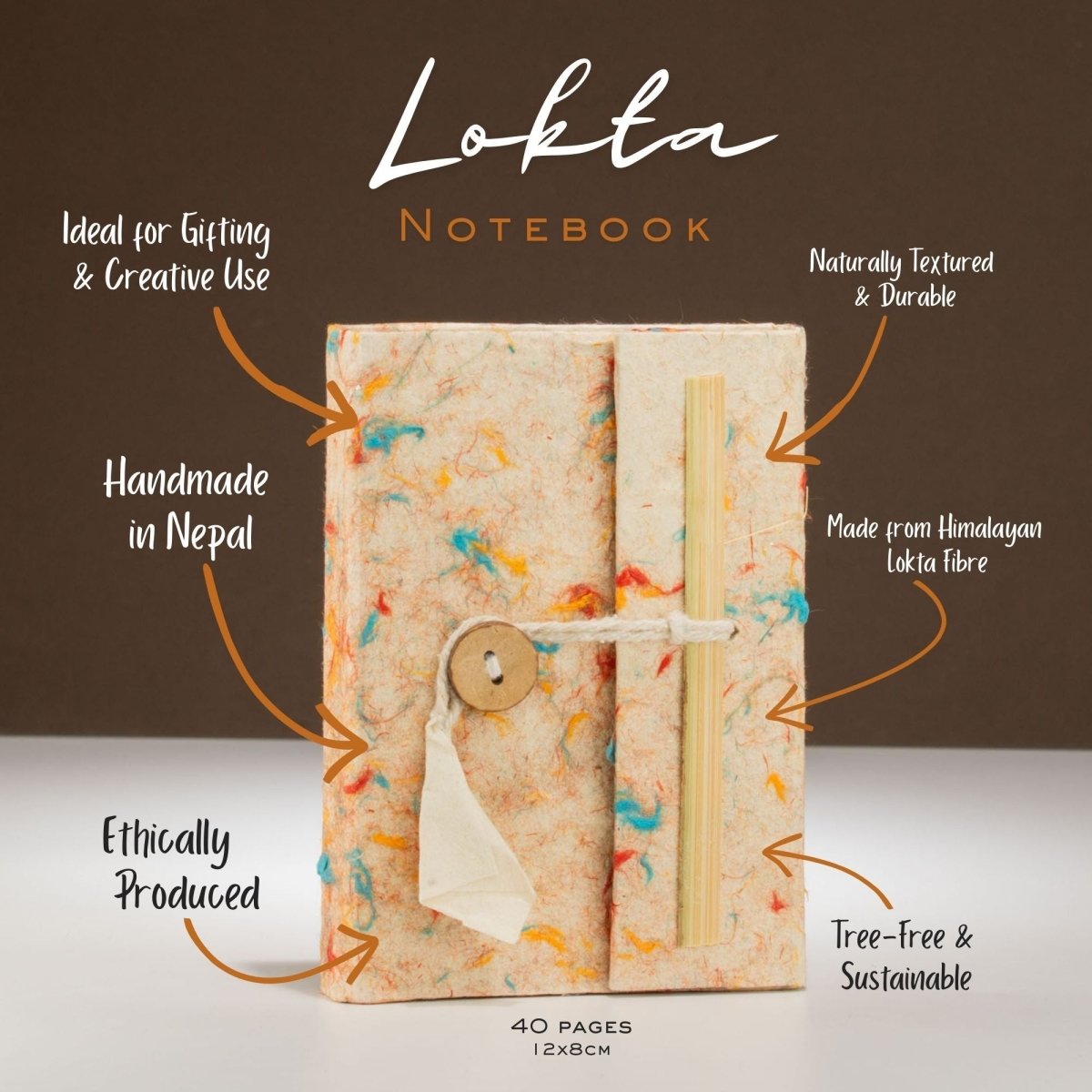 Lokta Mixed Colour Cotton Notebook – Mini (12x8cm) – 40 LeavesLokta Paper NotebooksHeart Notes